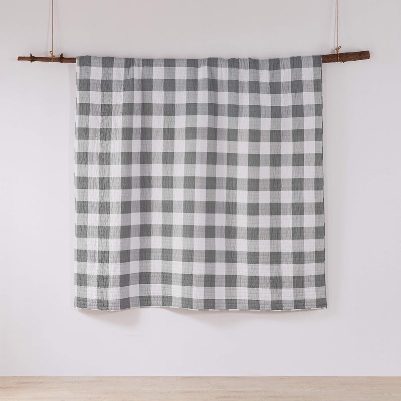 Levtex Home - Camden Quilt Set -Full/Queen Quilt + Two Standard Pillow Shams - Buffalo Check in Grey and Cream - Quilt Size (88 x 92 in.) and Pillow Sham Size (26 x 20 in.)- Reversible Pattern -Cotton - Image 5